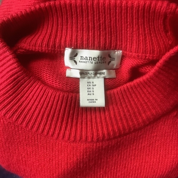 Nanette Leopore Women's 100% 2 Ply Red Cashmere Sweater S - Picture 3 of 14